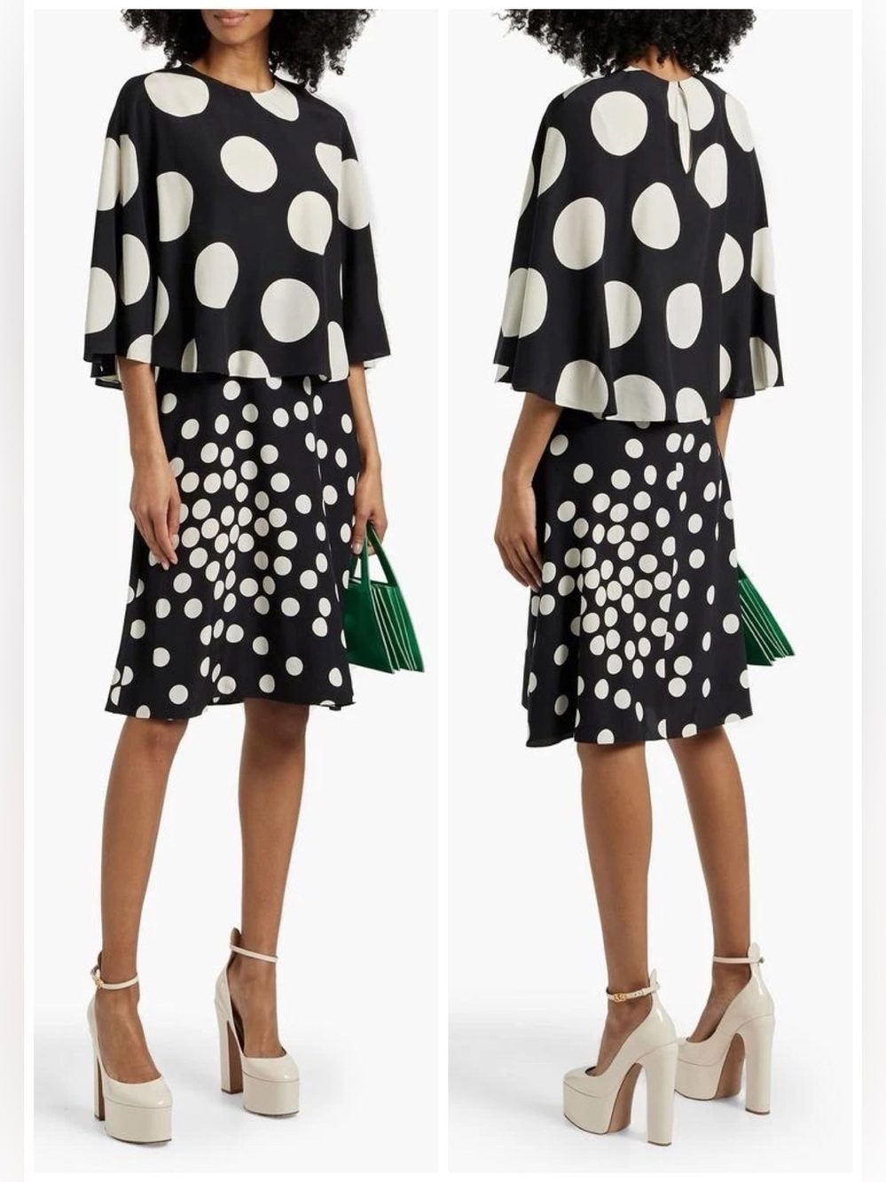 NWT Valentino Garavani Silk Polka Dot Crepe de Chine Midi Dress Sz 36